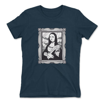 Gothic Monalisa Womens T-Shirt in Midnight Navy color